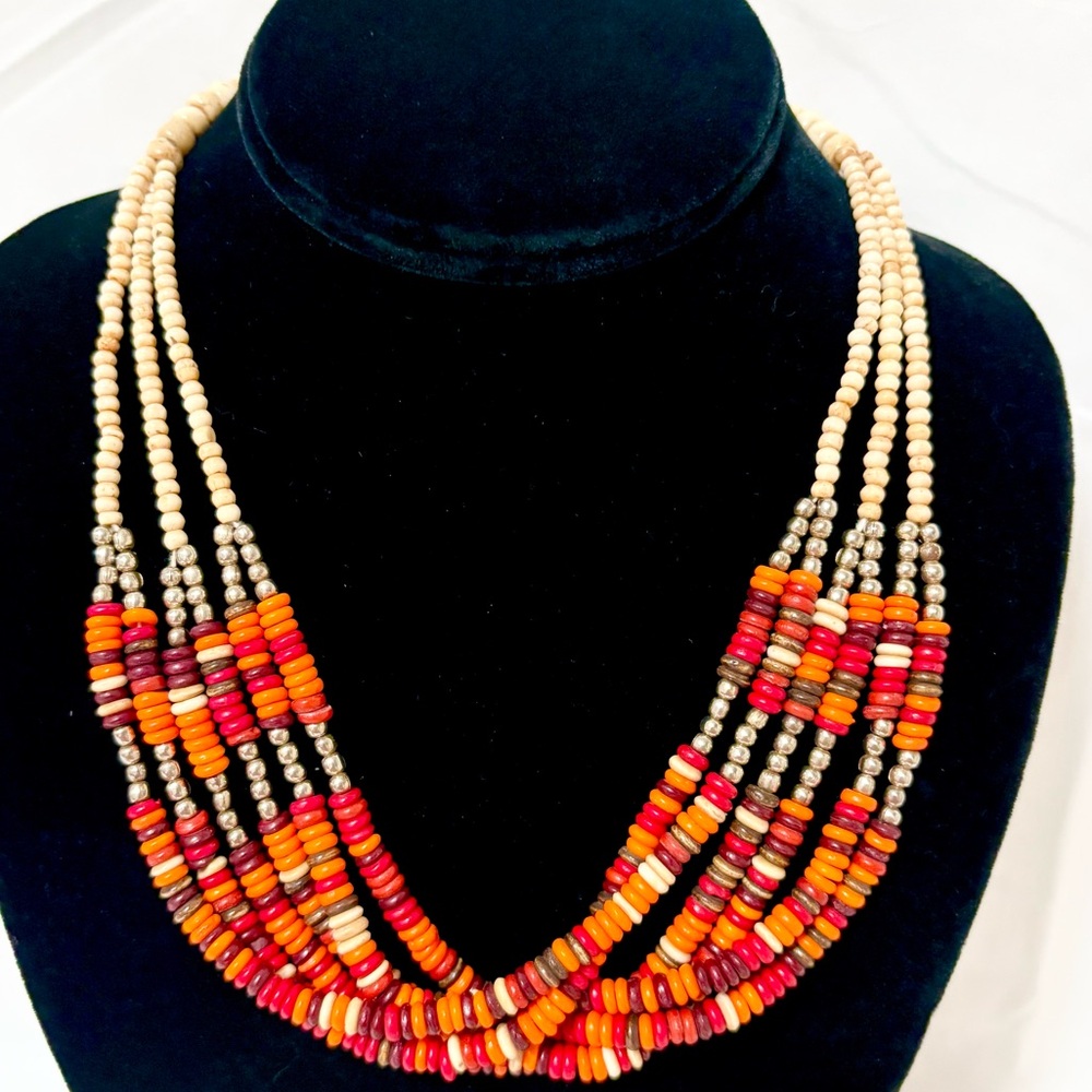 Multicolor Bone Beaded Necklace